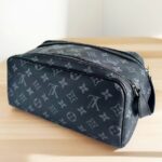 LV Dopp Kit Monogram Eclipse Coated Canvas with Leather and Silver Hardware #RSLY-3