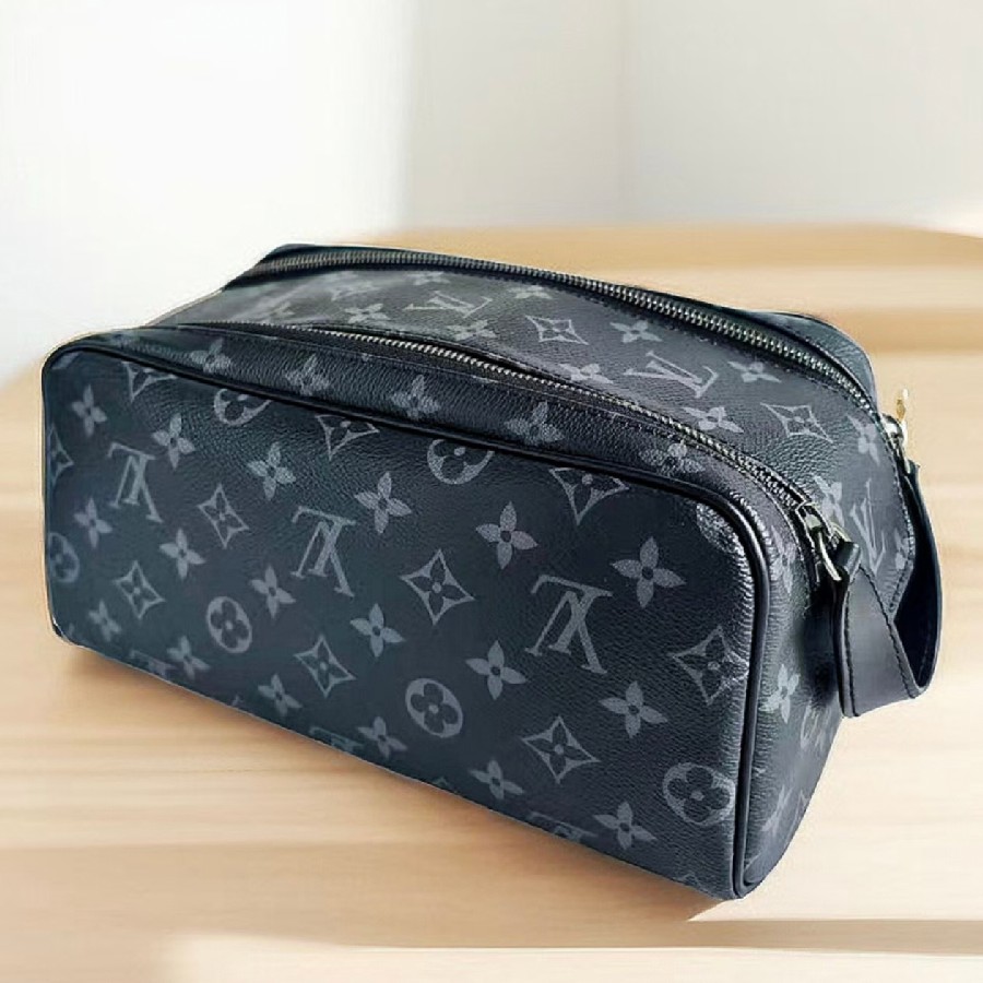 LV-Dopp-Kit-Monogram-Eclipse-Coated-Canvas-with-Leather-and-Silver-Hardware #RSLY-3 (1) LV Dopp Kit Monogram Eclipse Coated Canvas with Leather and Silver Hardware #RSLY-3