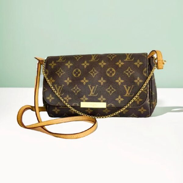 LV Favorite MM M40718 Brown Monogram Coated Canvas with Leather and Gold Hardware #RYRE-1