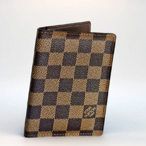 LV Passport Holder Brown Damier Ebene Coated Canvas with Leather #RYSR-4