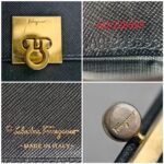 Salvatore Ferragamo Compact Wallet Black Calfskin with Gold Hardware #GUULU-4 - Image 12