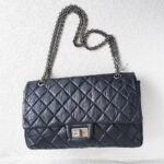 Chanel 2.55 Maxi Double Flap Black Aged Calfskin with Ruthenium Hardware #RSUU-1