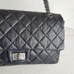 Chanel 2.55 Maxi Double Flap Black Aged Calfskin with Ruthenium Hardware #RSUU-1 - Image 4