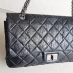 Chanel 2.55 Maxi Double Flap Black Aged Calfskin with Ruthenium Hardware #RSUU-1 - Image 3