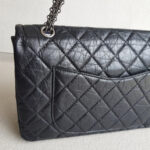 Chanel 2.55 Maxi Double Flap Black Aged Calfskin with Ruthenium Hardware #RSUU-1 - Image 5