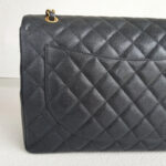 Chanel Classic Maxi Jumbo Double Flap Bag Black Grained Calfskin with Gold Hardware #RKUC-1 - Image 4
