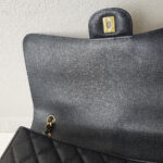 Chanel Classic Maxi Jumbo Double Flap Bag Black Grained Calfskin with Gold Hardware #RKUC-1 - Image 13