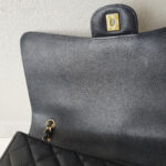 Chanel Classic Maxi Jumbo Double Flap Bag Black Grained Calfskin with Gold Hardware #RKUC-1 - Image 11