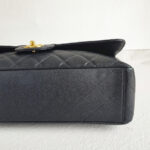 Chanel Classic Maxi Jumbo Double Flap Bag Black Grained Calfskin with Gold Hardware #RKUC-1 - Image 9