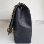 Chanel Classic Maxi Jumbo Double Flap Bag Black Grained Calfskin with Gold Hardware #RKUC-1 - Image 6