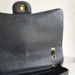 Chanel Classic Maxi Jumbo Double Flap Bag Black Grained Calfskin with Gold Hardware #RKUC-1 - Image 12