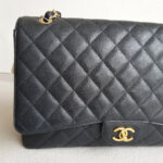 Chanel Classic Maxi Jumbo Double Flap Bag Black Grained Calfskin with Gold Hardware #RKUC-1 - Image 2