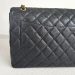 Chanel Classic Maxi Jumbo Double Flap Bag Black Grained Calfskin with Gold Hardware #RKUC-1 - Image 4