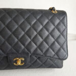 Chanel Classic Maxi Jumbo Double Flap Bag Black Grained Calfskin with Gold Hardware #RKUC-1 - Image 3