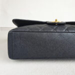 Chanel Classic Maxi Jumbo Double Flap Bag Black Grained Calfskin with Gold Hardware #RKUC-1 - Image 8