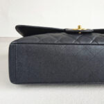 Chanel Classic Maxi Jumbo Double Flap Bag Black Grained Calfskin with Gold Hardware #RKUC-1 - Image 8