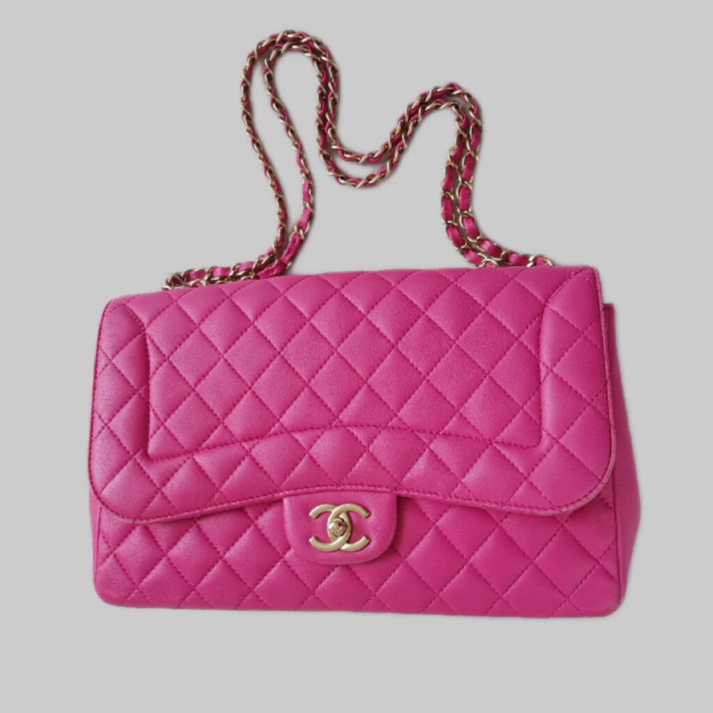 Chanel Flap Bag Pink Lambskin with Gold Hardware #RKKR-8