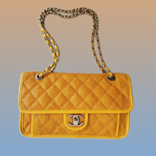 Chanel French Riviera Flap Yellow Grained Calfskin with Silver Hardware #RSLR-1