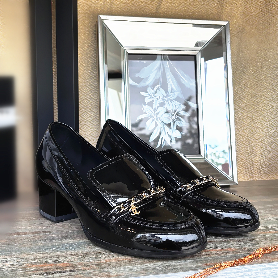 Chanel-Loafers-Size37.5C-Black-Patent-Leather-Shoes #RSUC-2 (1)