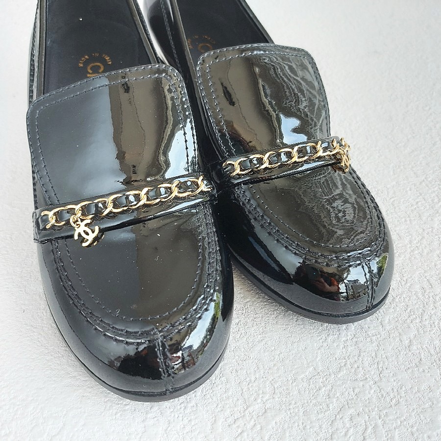 Chanel-Loafers-Size37.5C-Black-Patent-Leather-Shoes #RSUC-2 (9)