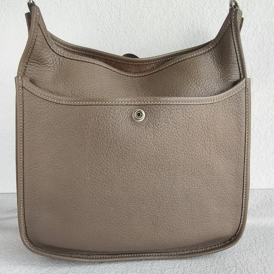 Hermes-Evelyne-III-29cm-Etoupe-Clemence-Leather-with-Palladium Plated Hardware #RSER-1 (14)