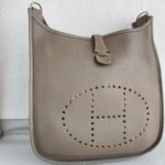 Hermes Evelyne III 29cm Etoupe Clemence Leather with Palladium Plated Hardware #RSER-1 - Image 3