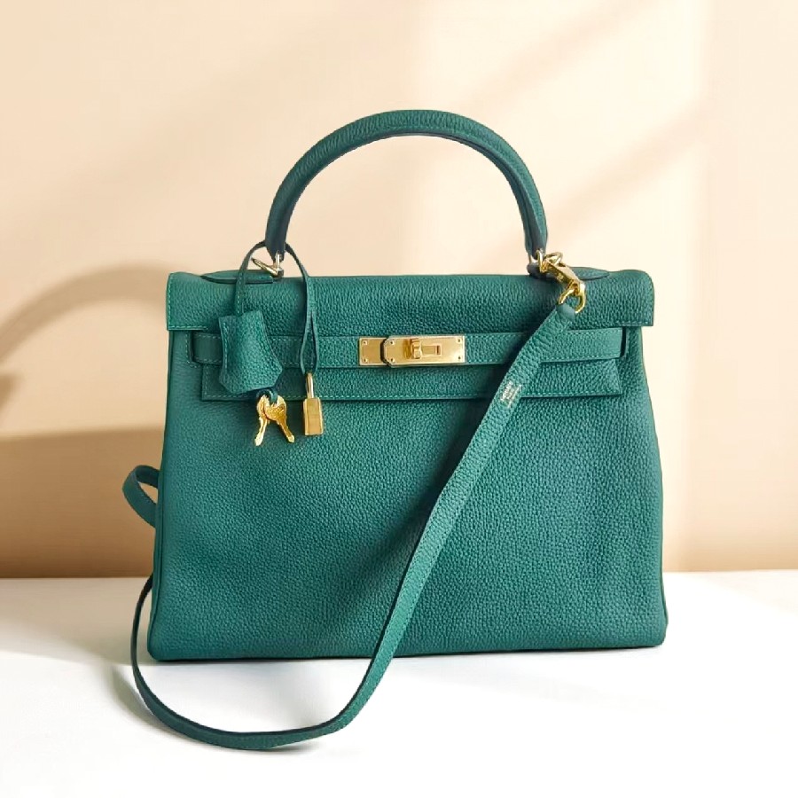 Hermes-Kelly32cm-Malachite-Green-Togo-Leather-with-Gold-Plated-Hardware #RCRS-3 (1) Hermes Kelly 32cm Malachite Green Togo Leather with Gold Plated Hardware #RCRS-3