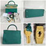 Hermes Kelly 32cm Malachite Green Togo Leather with Gold Plated Hardware #RCRS-3 - Image 2