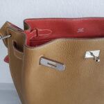 Hermes So Kelly 26 Brown/Sanguine Clemence Leather with Palladium Hardware Bag #RYUR-2 - Image 16