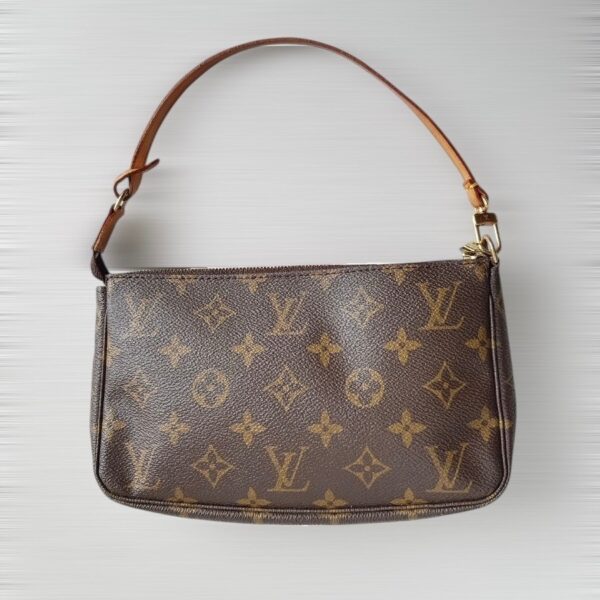 LV Pochette Accessories Brown Monogram Coated Canvas with Leather and Gold Hardware #RSLO-5