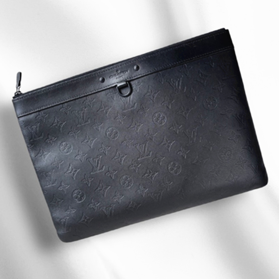 LV Shadow Discovery Pochette Black Monogram Embossed Leather with Silver Hardware #RCRC-1