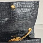 Saint Laurent Kate Medium Black Croc Embossed Leather with Gold Hardware #RYUK-1 - Image 17