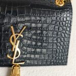 Saint Laurent Kate Medium Black Croc Embossed Leather with Gold Hardware #RYUK-1 - Image 4