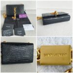 Saint Laurent Kate Medium Black Croc Embossed Leather with Gold Hardware #RYUK-1 - Image 2