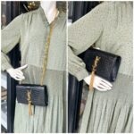 Saint Laurent Kate Medium Black Croc Embossed Leather with Gold Hardware #RYUK-1 - Image 25