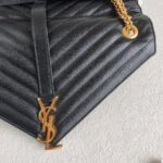 YSL Large Monogram Envelope Bag Black Leather with Gold Hardware #RYSC-1 - Image 4