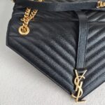 YSL Large Monogram Envelope Bag Black Leather with Gold Hardware #RYSC-1 - Image 3