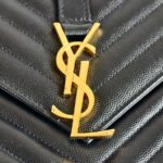 YSL Large Monogram Envelope Bag Black Leather with Gold Hardware #RYSC-1 - Image 20