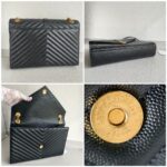 YSL Large Monogram Envelope Bag Black Leather with Gold Hardware #RYSC-1 - Image 2