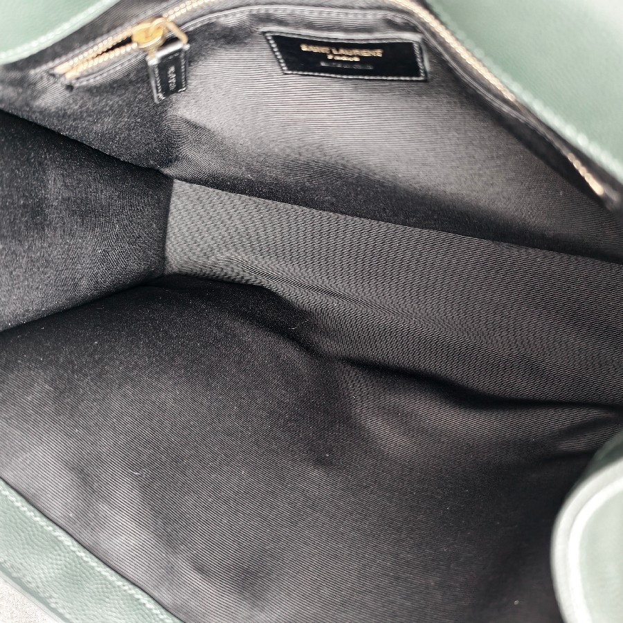 YSL-Large-Monogram-Envelope-Bag-Green-Leather-with-Gold-Hardware #RSUT-1 (13)