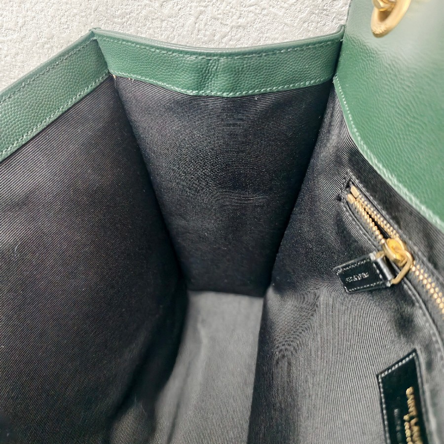 YSL-Large-Monogram-Envelope-Bag-Green-Leather-with-Gold-Hardware #RSUT-1 (15)