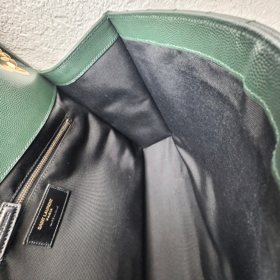 YSL-Large-Monogram-Envelope-Bag-Green-Leather-with-Gold-Hardware #RSUT-1 (17)