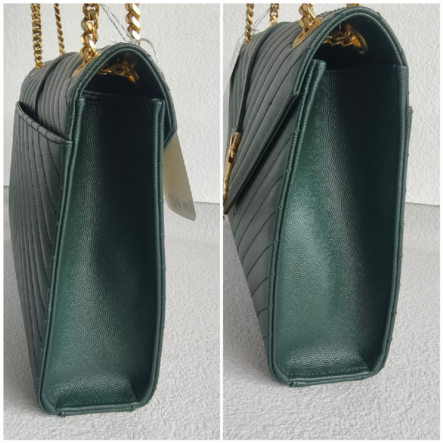 YSL-Large-Monogram-Envelope-Bag-Green-Leather-with-Gold-Hardware #RSUT-1 (2)