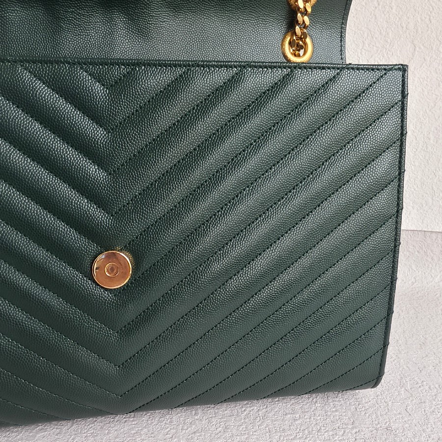 YSL-Large-Monogram-Envelope-Bag-Green-Leather-with-Gold-Hardware #RSUT-1 (20)