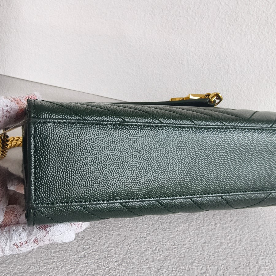 YSL-Large-Monogram-Envelope-Bag-Green-Leather-with-Gold-Hardware #RSUT-1 (28)