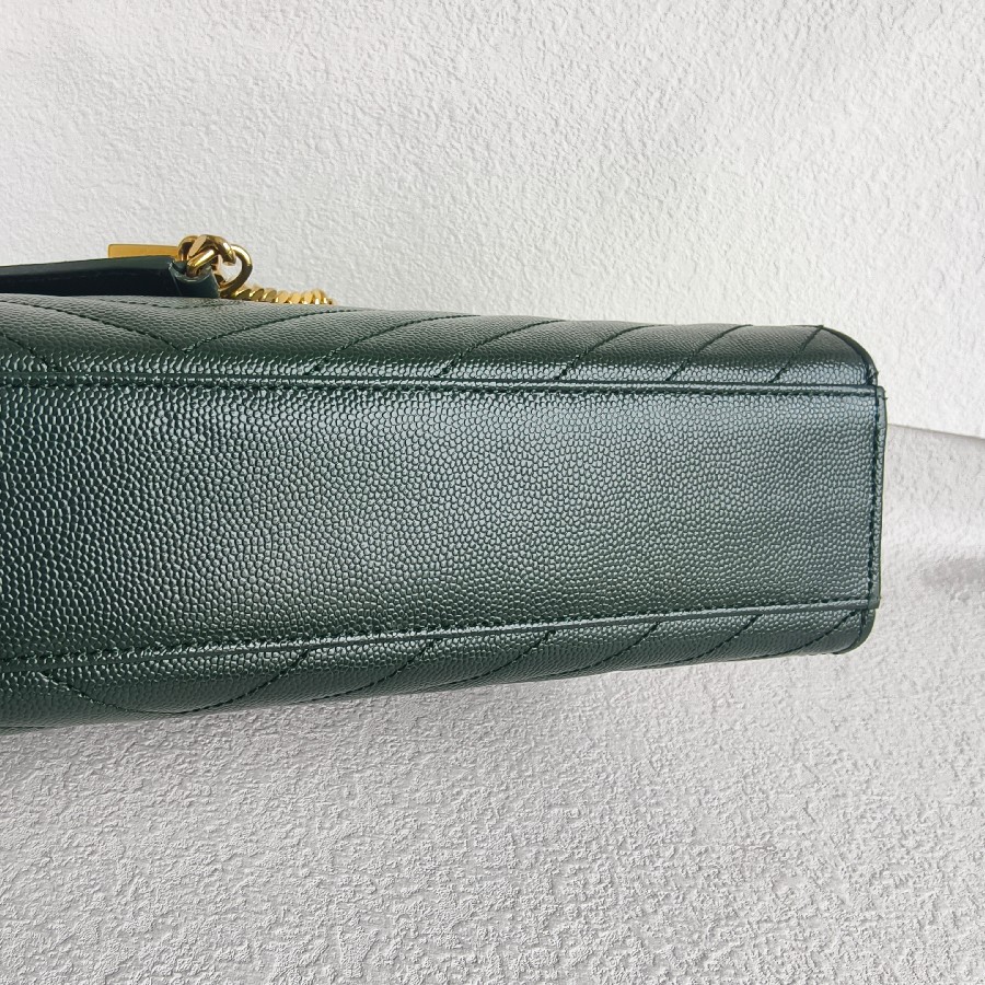 YSL-Large-Monogram-Envelope-Bag-Green-Leather-with-Gold-Hardware #RSUT-1 (29)
