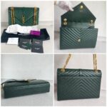 YSL Large Monogram Envelope Bag Green Leather with Gold Hardware #RSUT-1 - Image 2