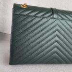 YSL Large Monogram Envelope Bag Green Leather with Gold Hardware #RSUT-1 - Image 5