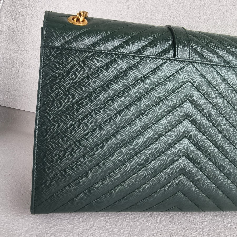 YSL-Large-Monogram-Envelope-Bag-Green-Leather-with-Gold-Hardware #RSUT-1 (31)
