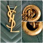 YSL Large Monogram Envelope Bag Green Leather with Gold Hardware #RSUT-1 - Image 23
